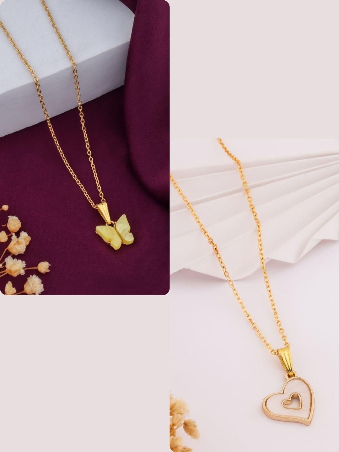 Buy SZN Set Of 2 Brass Gold Plated Necklace -  - Accessories for Women