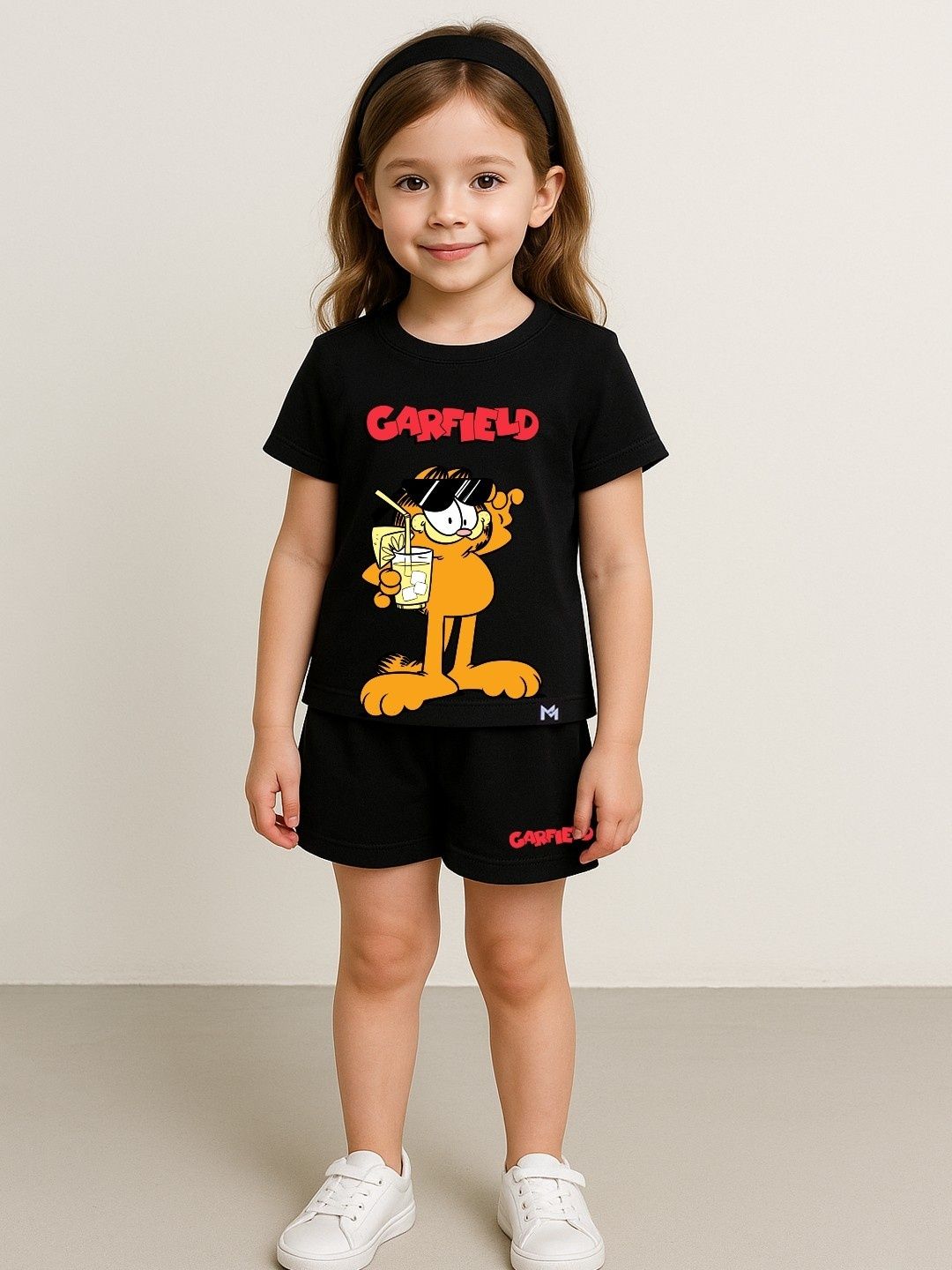 Buy YK X Minute Mirth Girls Garfield Printed Top With Shorts -  - Apparel for Girls