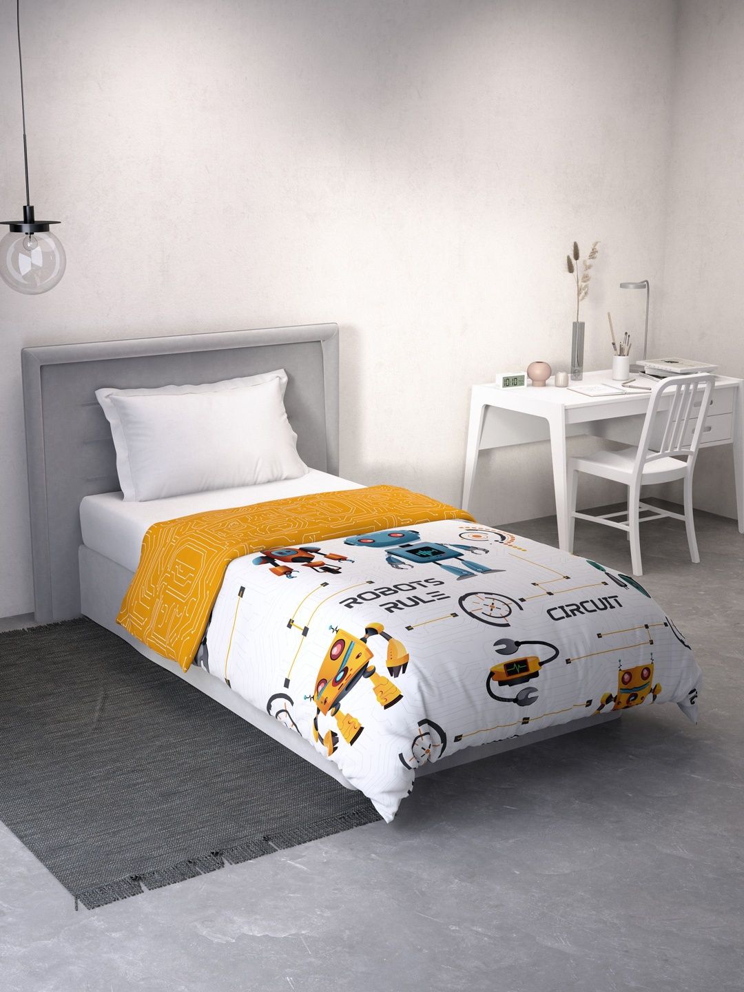DDecor Little Brats Collection Kids White Cartoon Characters Cotton 90 Gsm AC Room Quilt