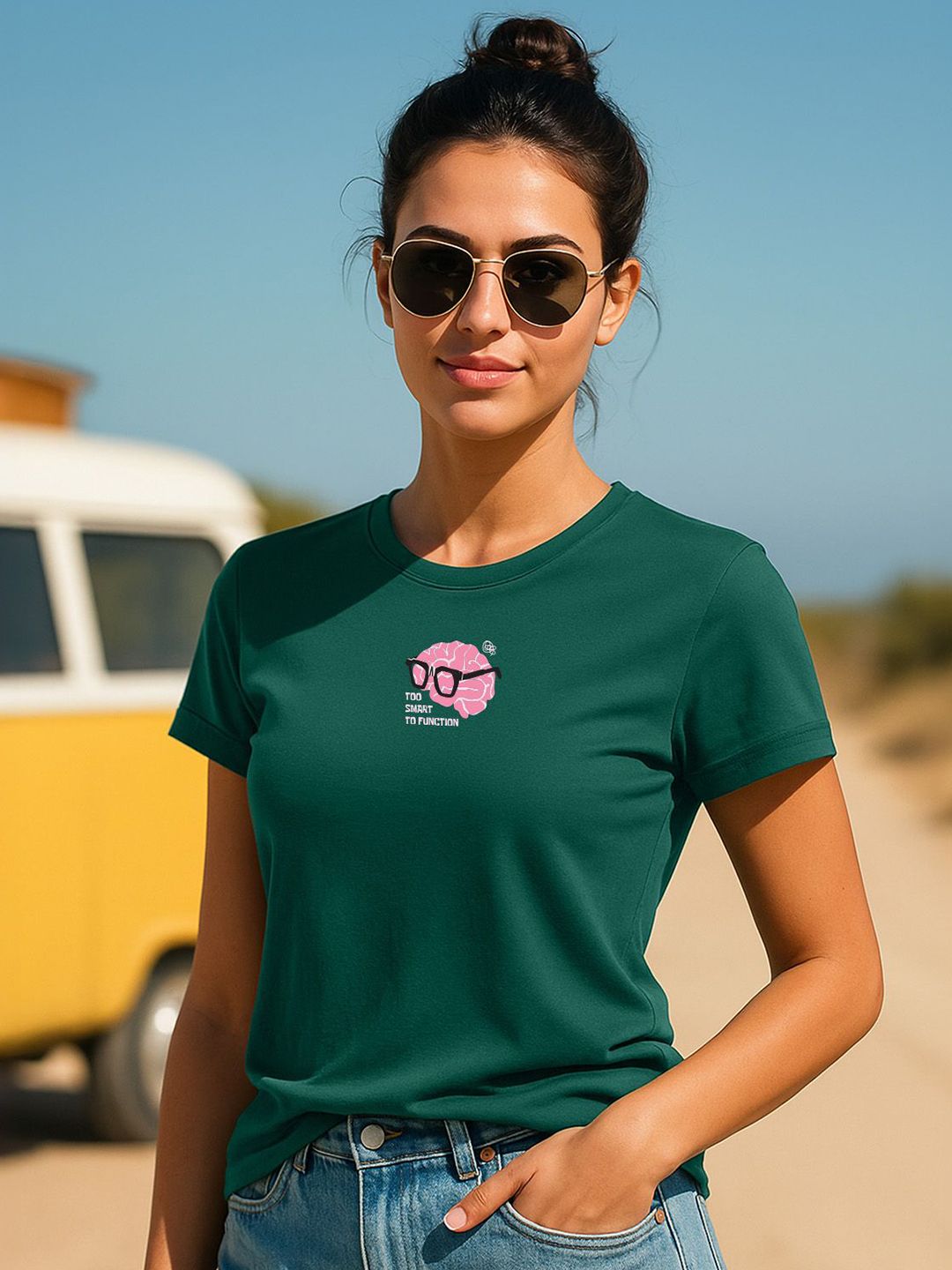JUNEBERRY Women Printed Pure Cotton Regular Fit T-shirt