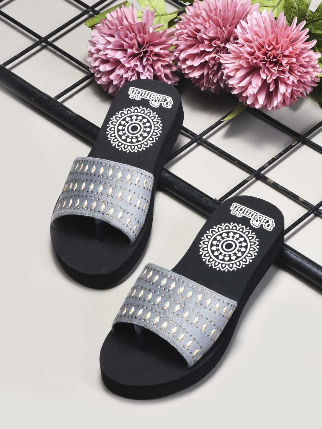 Rasambh Women Embellished Thong Flip-Flops