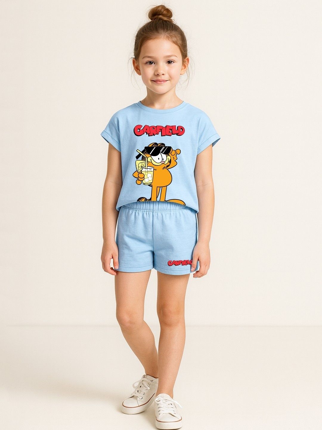 Buy YK X Minute Mirth Girls Garfield Printed Top With Shorts -  - Apparel for Girls