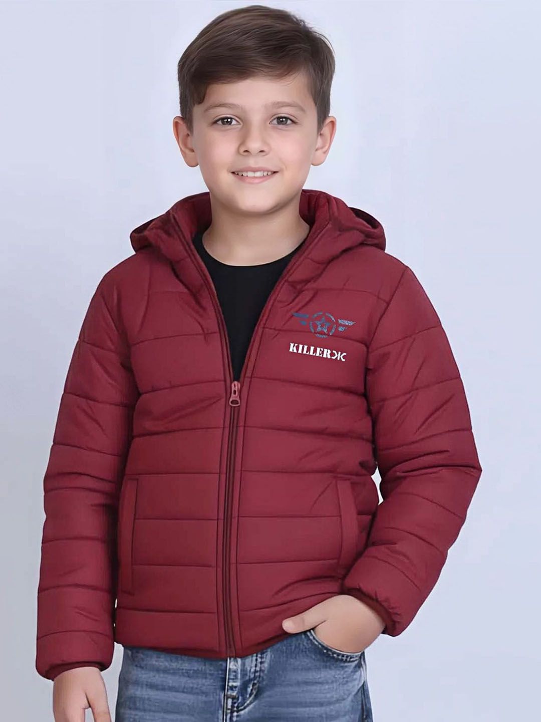 Killer Boys Hooded Solid Quilted Jacket