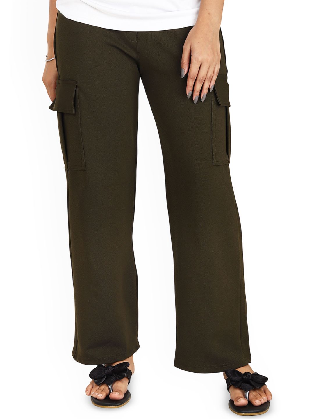 Veltick Women Loose Fit Mid-Rise Stretchable Cargo Jeans