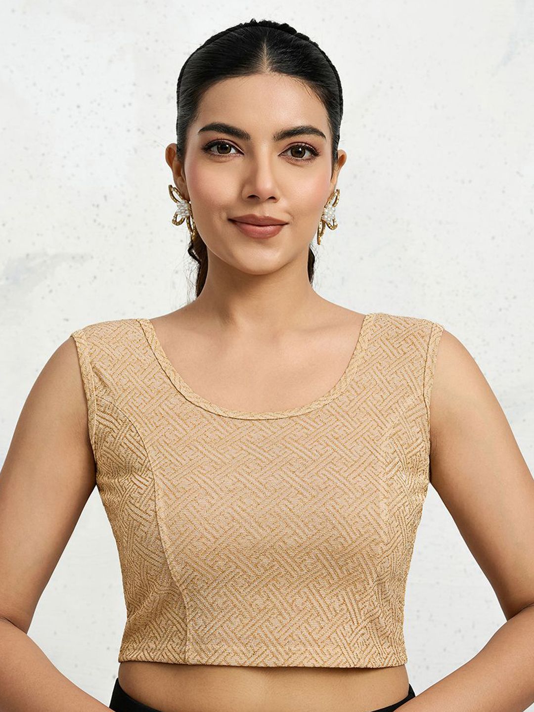 Trendmalls Women Embellished Sleeveless Stretchable Ready To Wear Saree Blouse