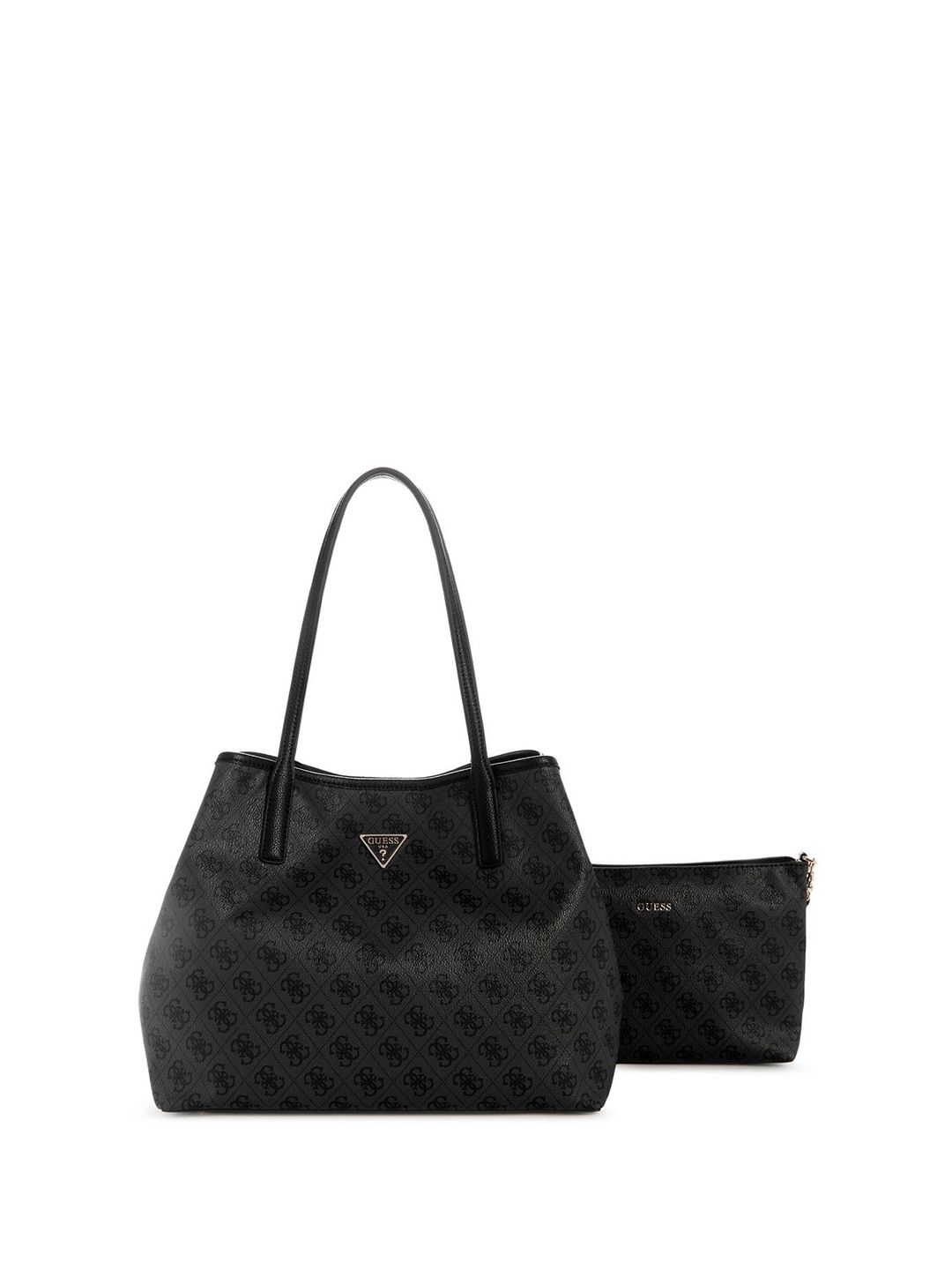GUESS Victtoria Brand Logo Printed Large Structured Shoulder Bag With Pouch