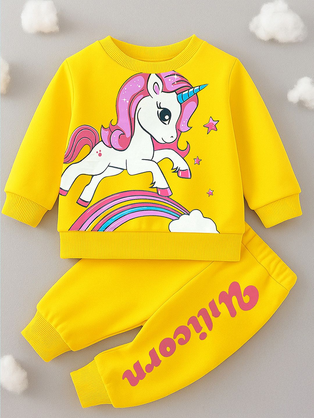 Buy KUCHIPOO Girl Multi Colored Cotton Blend Winterwear Sweatshirt & Track Pant Set -  - Apparel for Girls