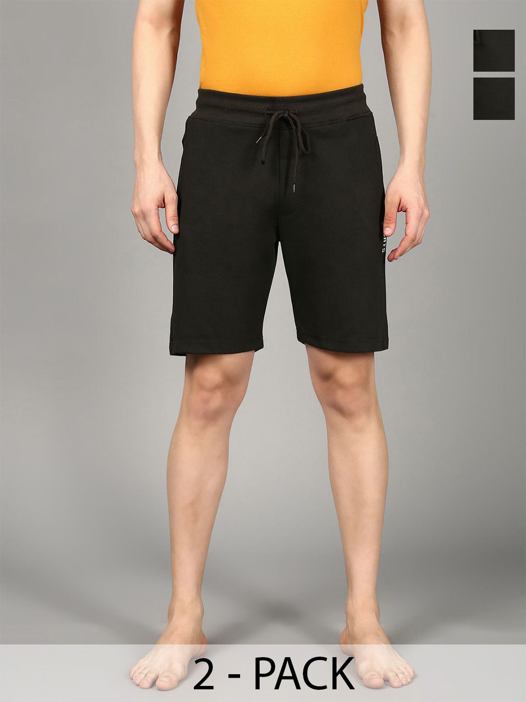 The Roadster Lifestyle Co. Men Pack Of 2 Mid-Rise Lounge Shorts