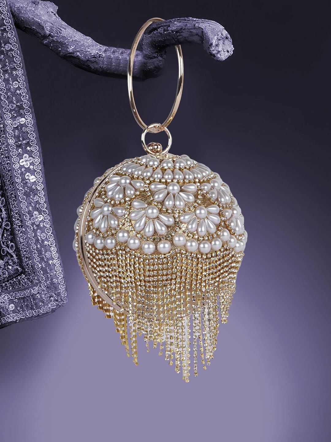 LADY QUINTON Women Crystal Rhinestone Evening Potli Clutch