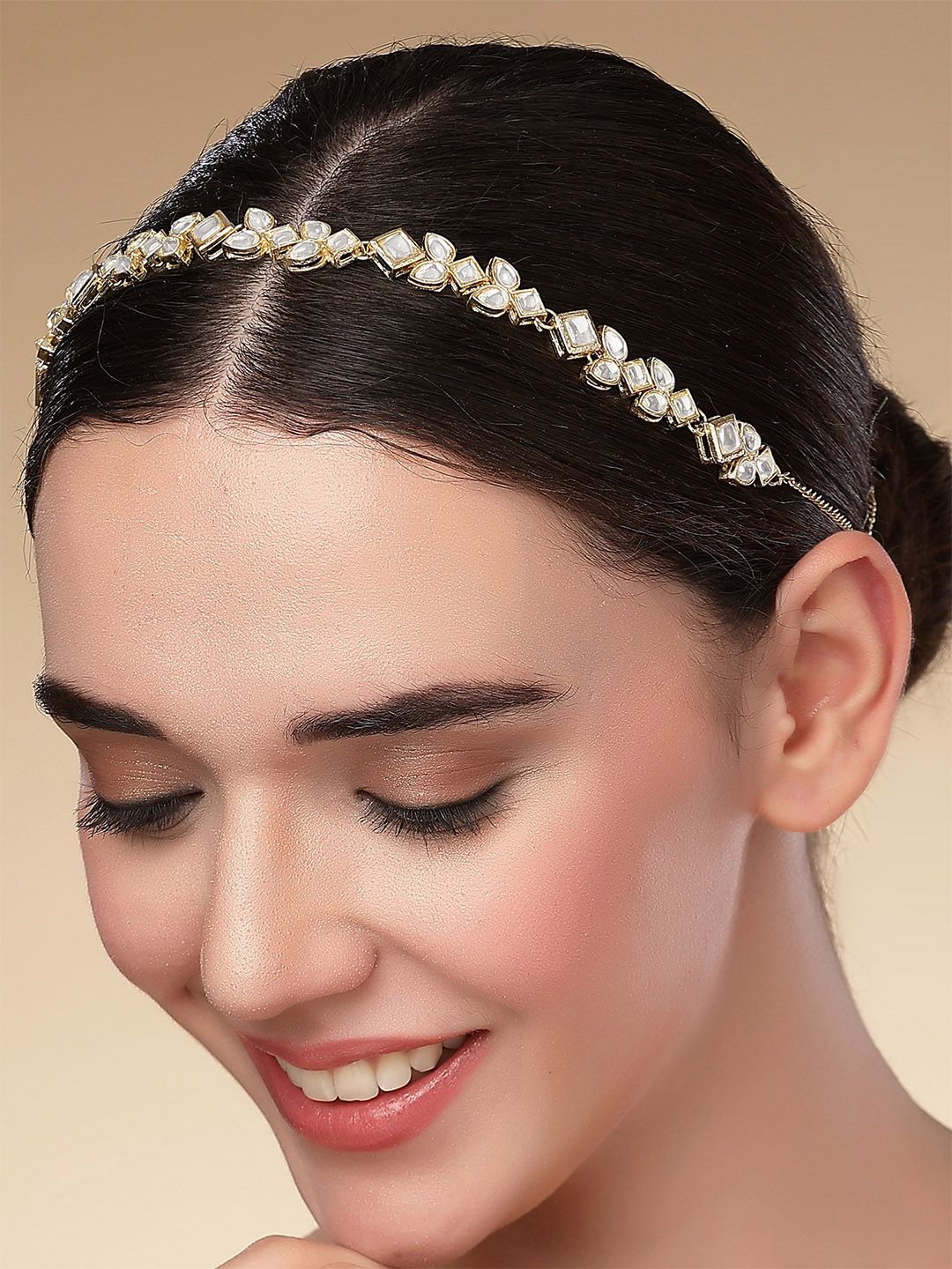 Buy KARATCART Women Silver Toned Gold Plated Embellished Handcrafted Kundan Hairband -  - Accessories for Women