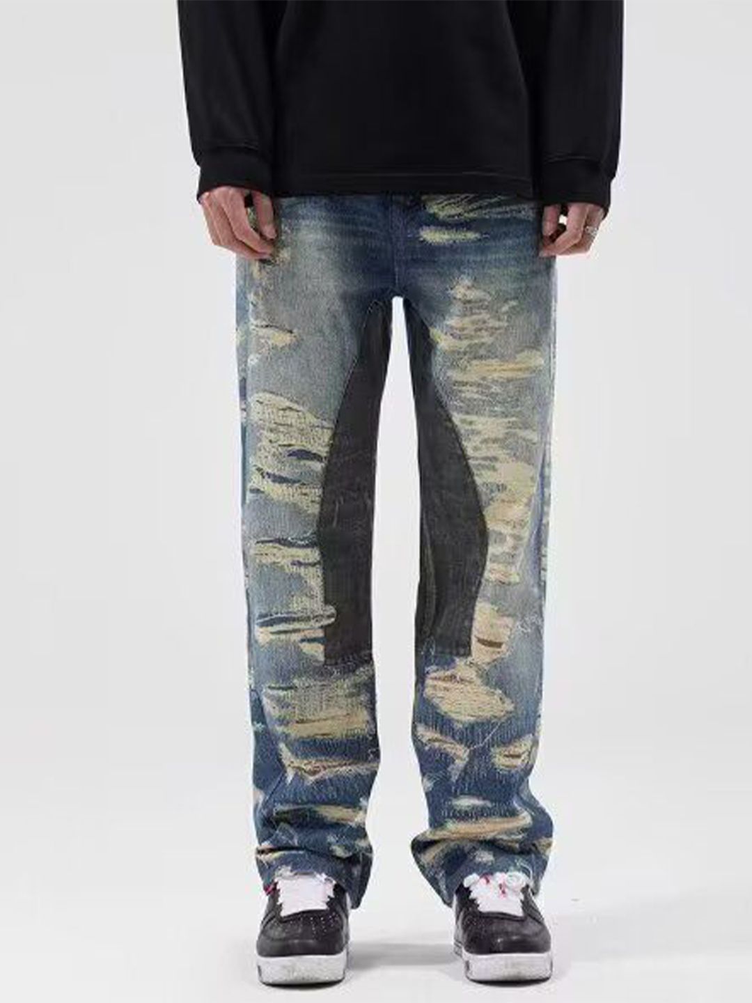 StyleCast x Revolte Men Straight Fit Mid-Rise Light Fade Stretchable Jeans