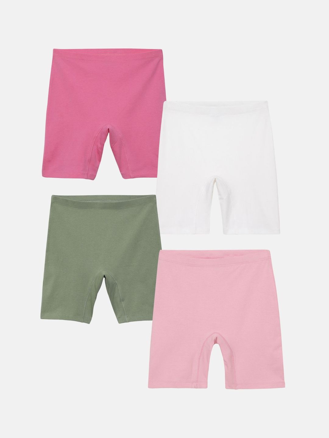 mackly Girls Pack Of 4 Solid Regular Fit Shorts