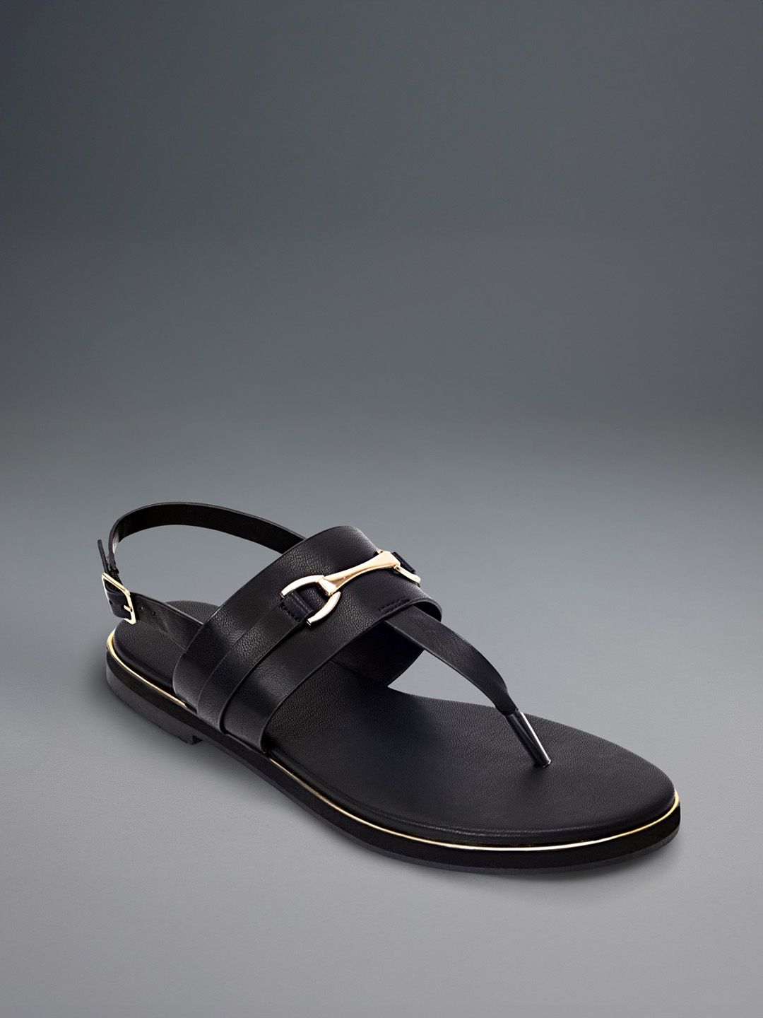 Lino Perros Metallic Detail T-Strap Flats