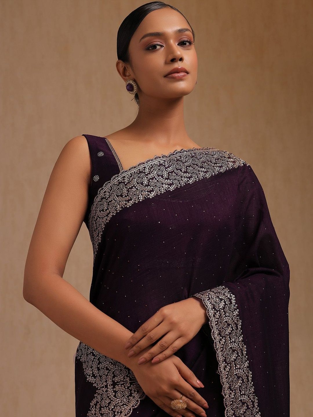 Soch Embellished Embroidered Pure Chiffon Saree