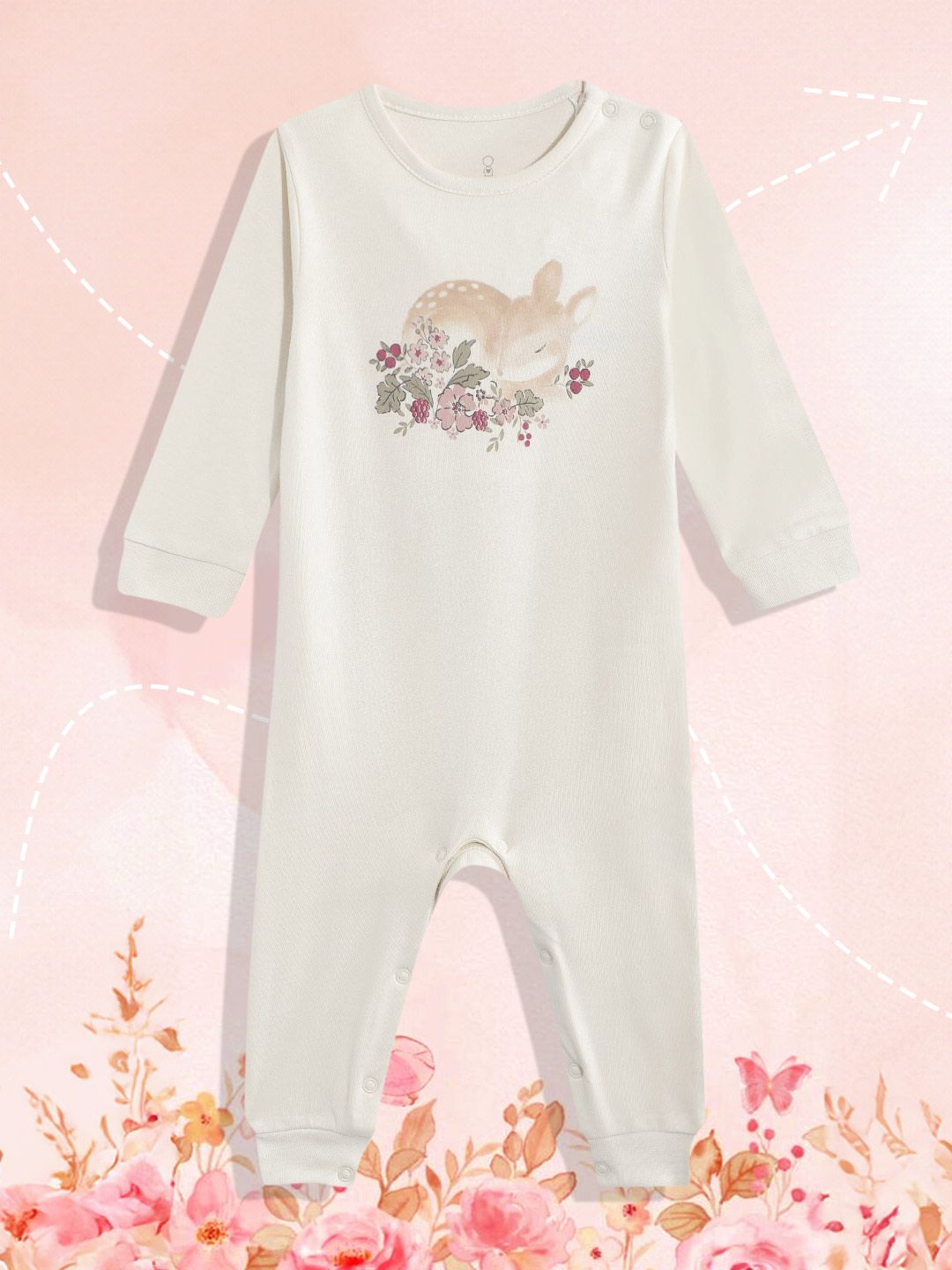 mothercare Infant Girls Floral Printed Pure Cotton Rompers