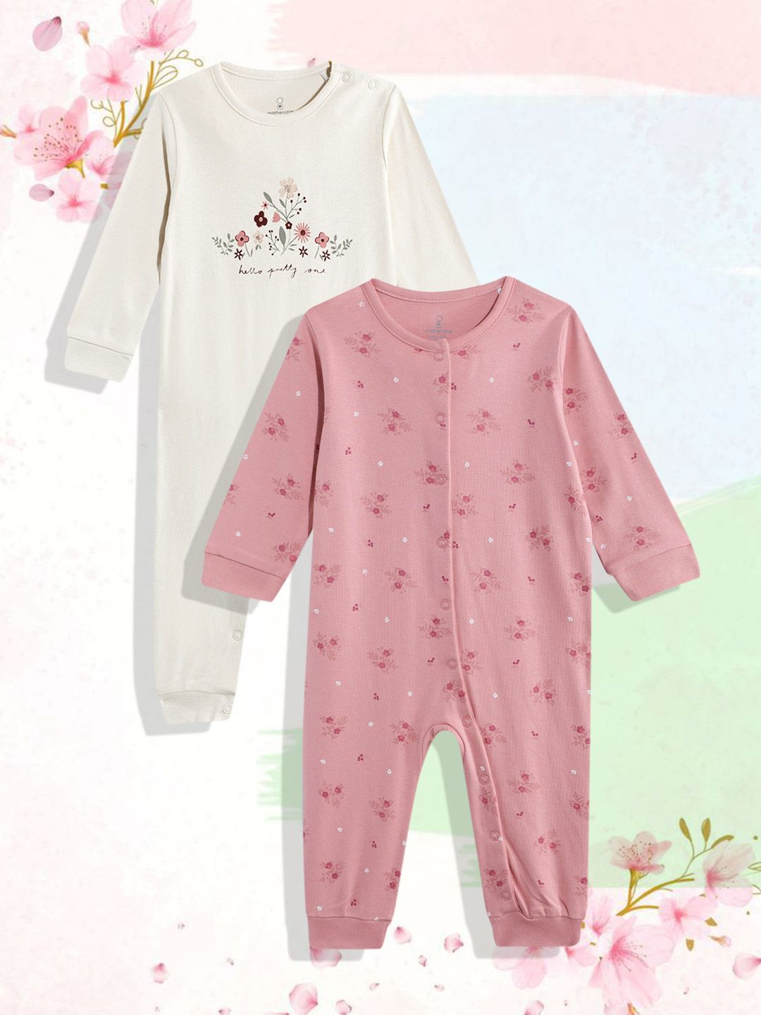 Buy Mothercare Infant Girls Pack Of 2 Floral Printed Pure Cotton Rompers -  - Apparel for Girls