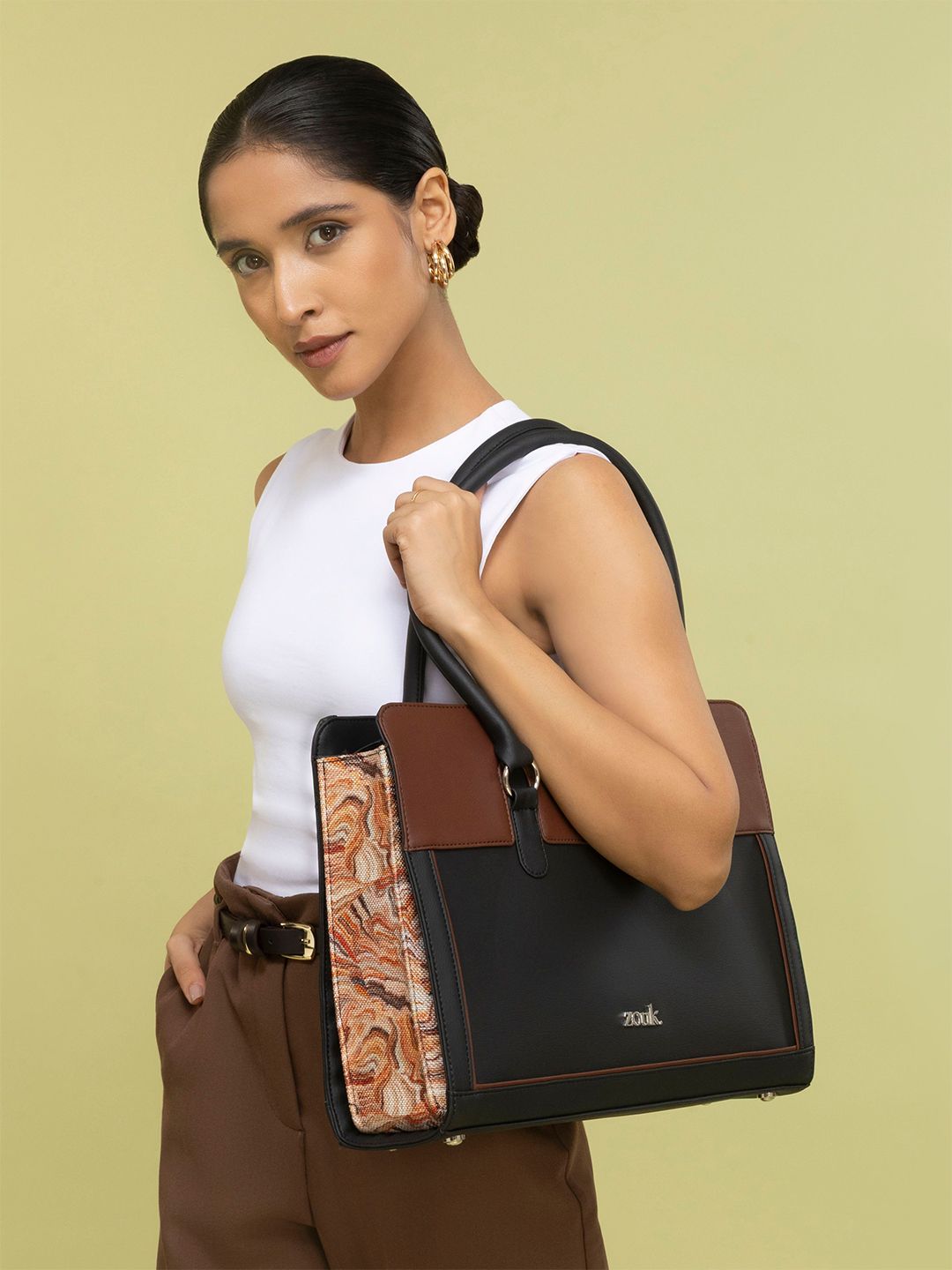 Buy ZOUK Hannah Abstract Printed Leather Water Resistant Oversized Structured Shoulder Bag -  - Accessories for Women
