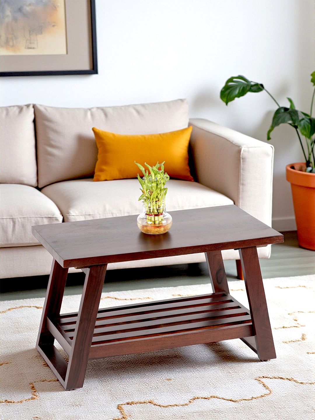 Ikiriya Sheesham Wood Accent Coffee Table In Dark Walnut Finish
