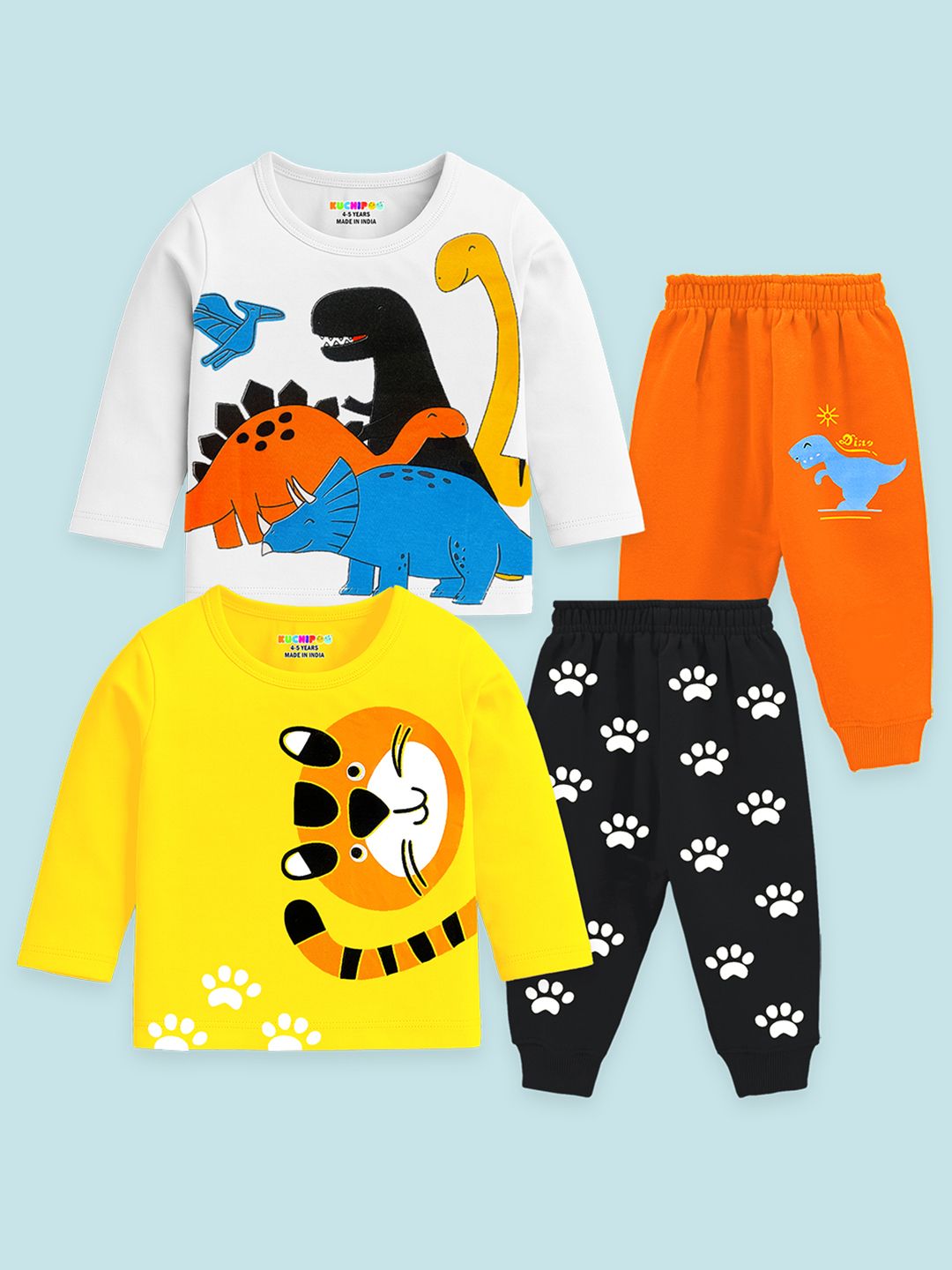 Buy KUCHIPOO Boys Pack Of 2 Printed Round Neck Sweatshirts With Joggers -  - Apparel for Boys