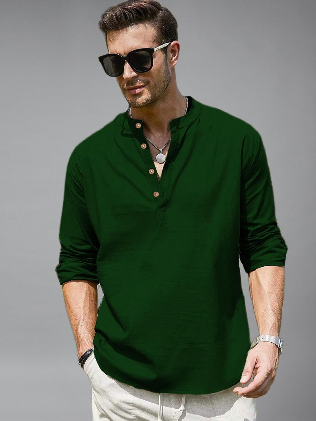 univibe Men Band Collar Straight Kurta
