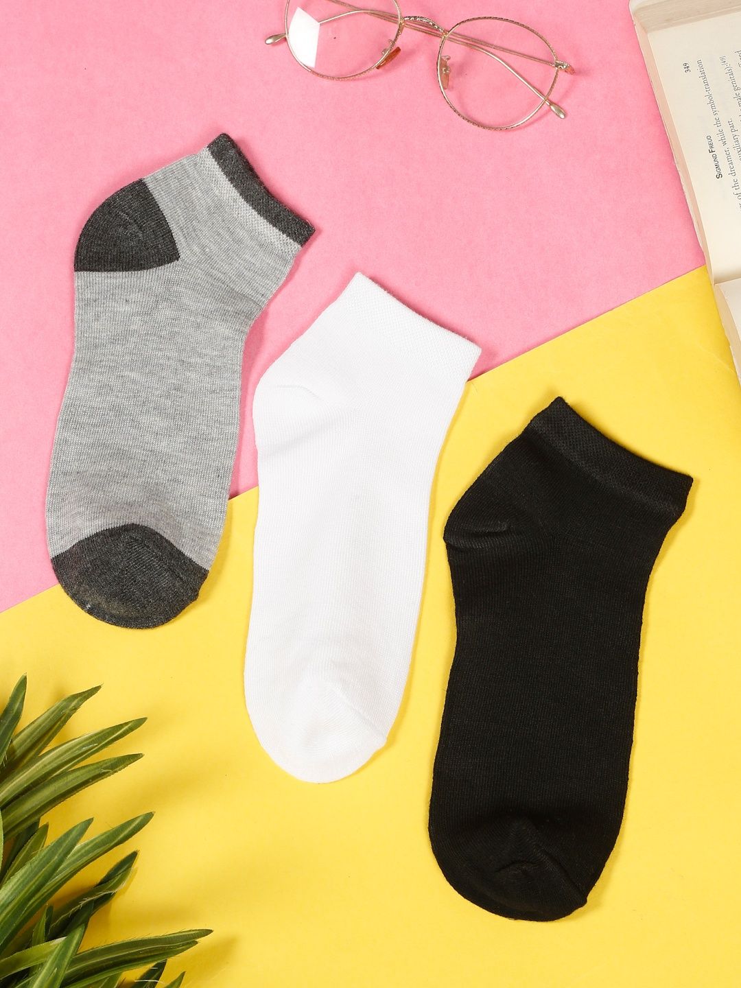 Teakwood Leathers Men Pack Of 3 Pure Cotton Ankle Length Socks