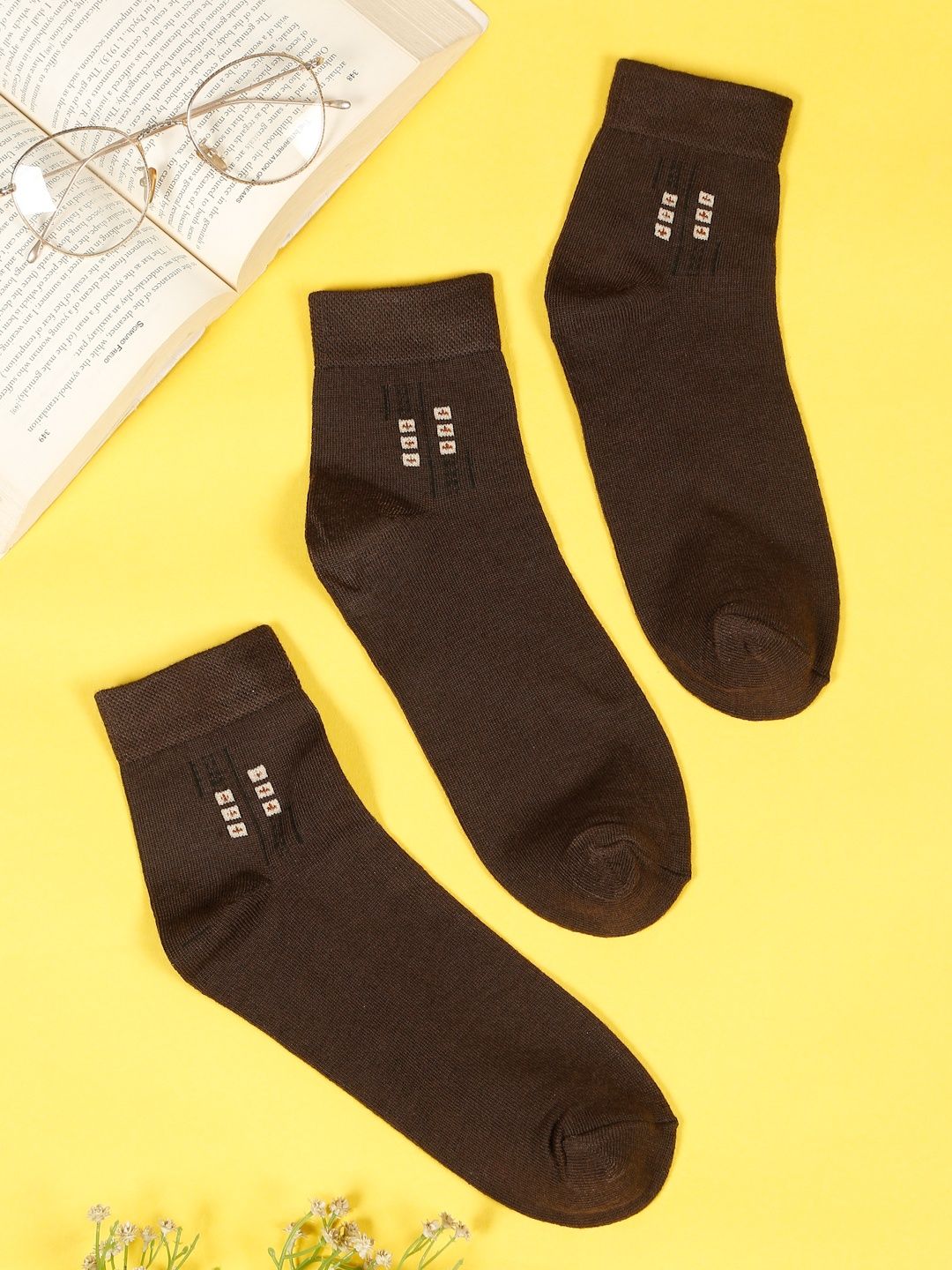 Teakwood Leathers Men Pack Of 3 Pure Cotton Above Ankle Length Socks