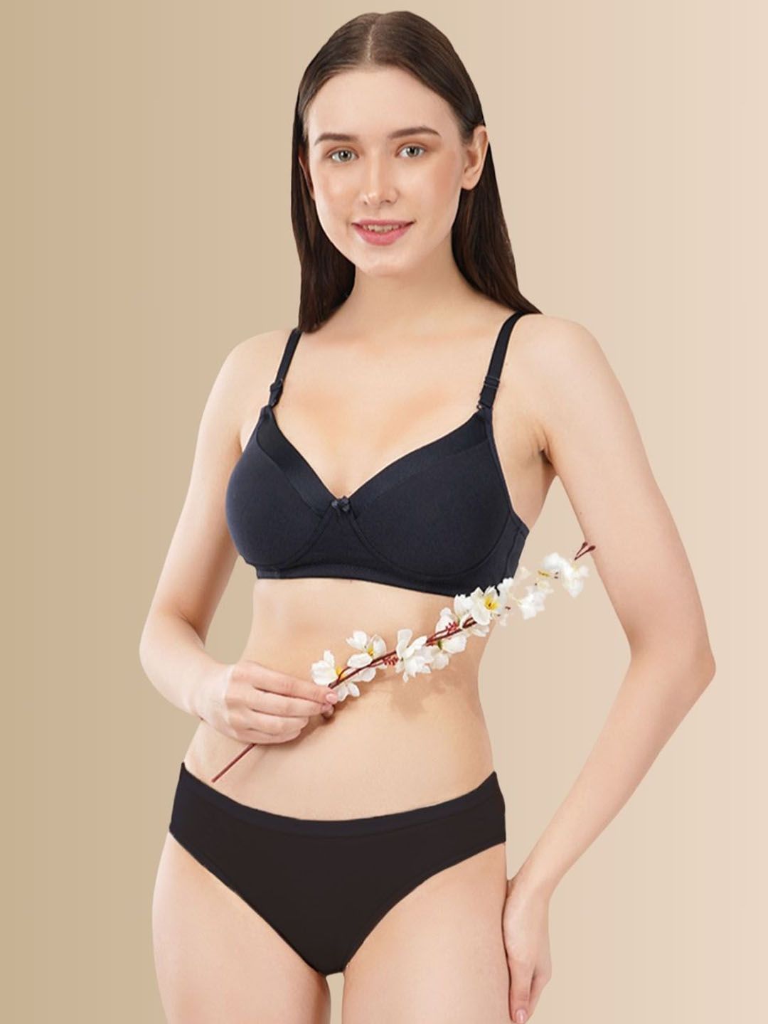 happybra Non-Wired & Lightly Padded Cotton Lingerie Set