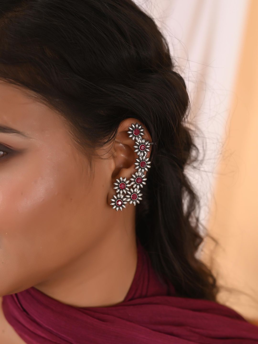 Tanusha Jewels Floral Ear Cuff Earrings