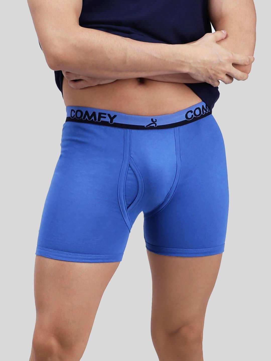 AMUL COMFY Men's Cotton Plain/Solid Multicolor Outer Elastic Front Open Trunks/Underwear - Pack of 5 (#Plain-OE)