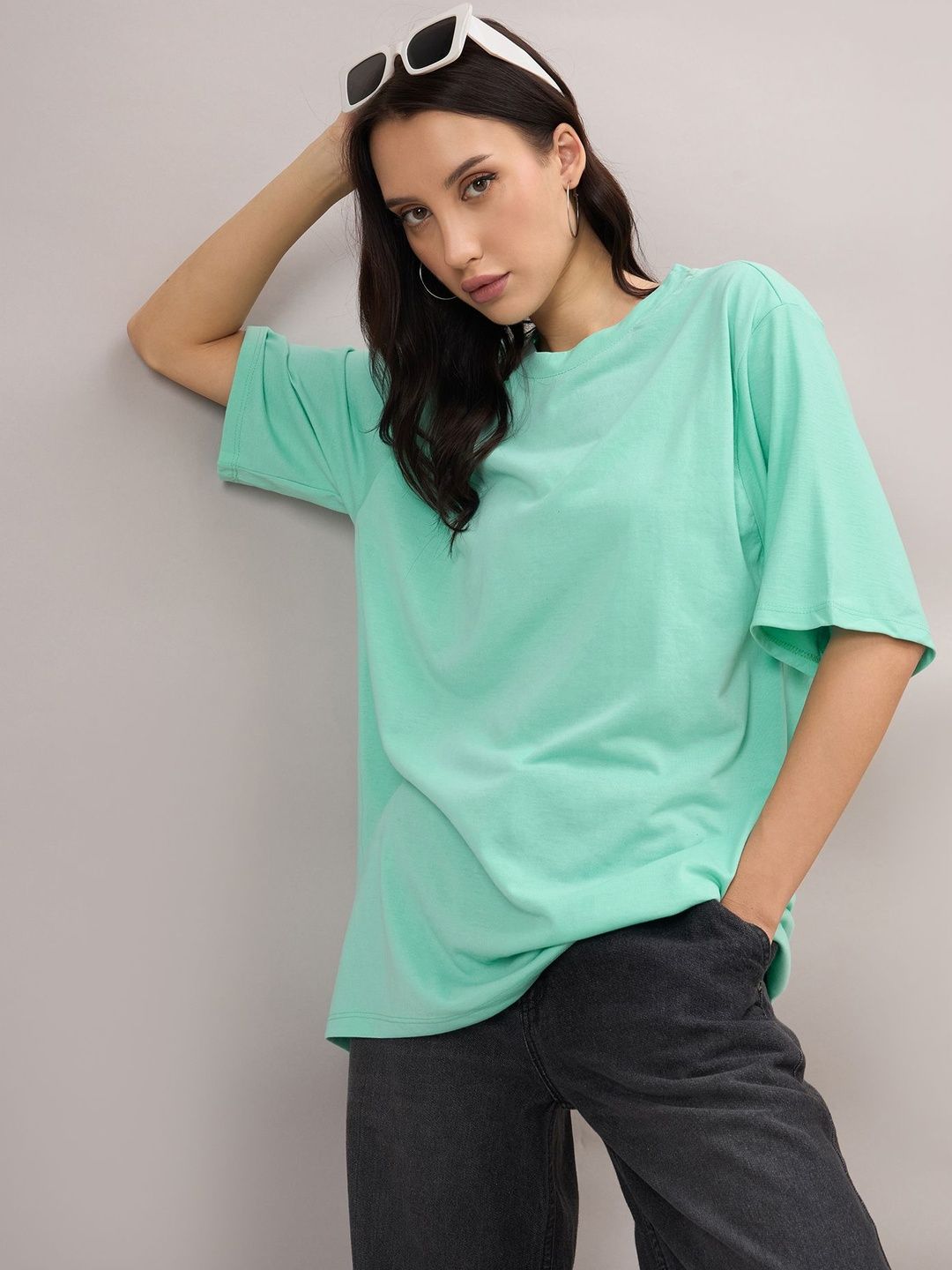R.Code by The Roadster Life Co. Round Neck Drop-Shoulder Sleeves Cotton Oversized T-shirt
