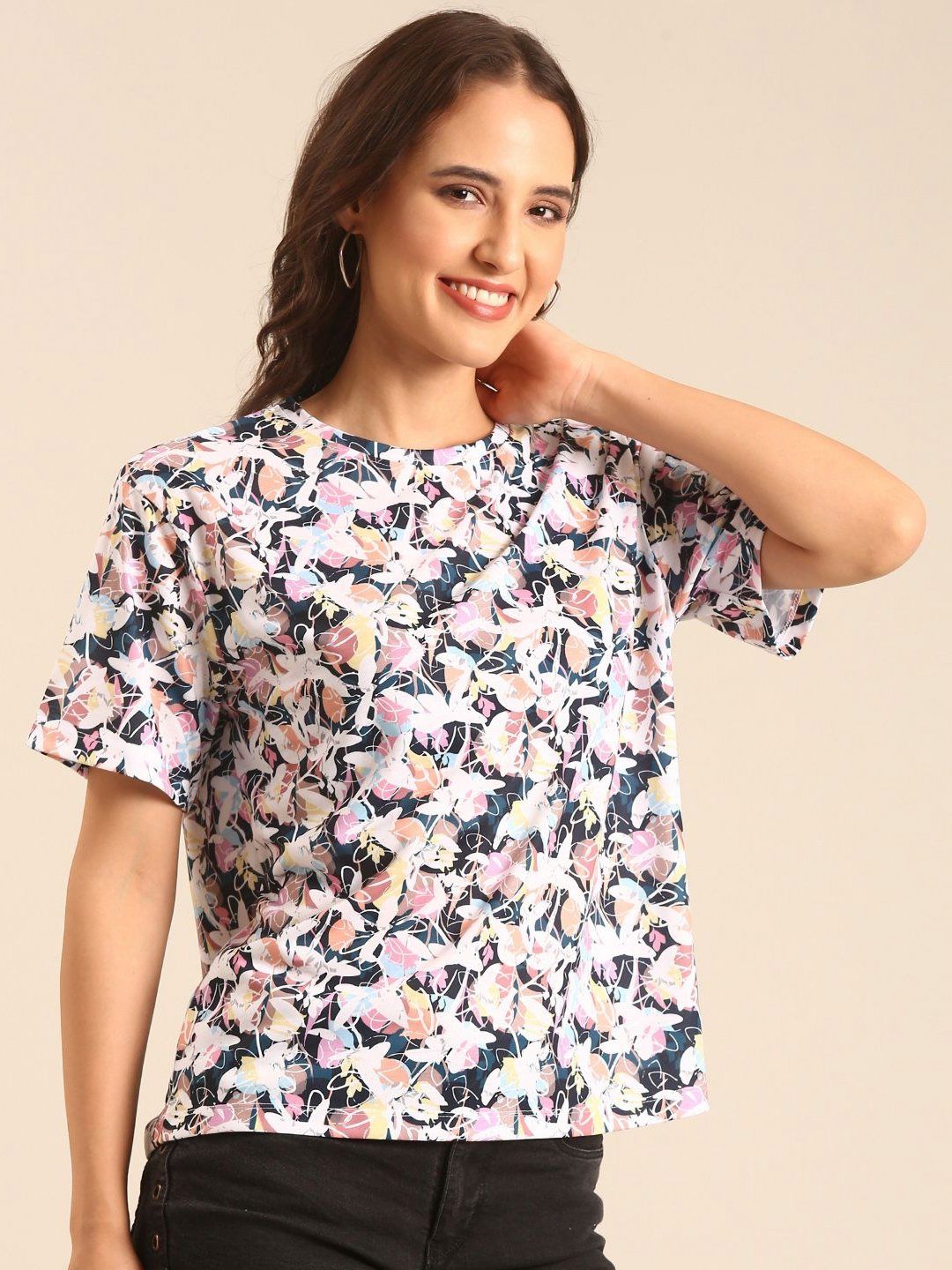 MARCA Disati Floral Printed Round Neck Regular Fit T-shirt