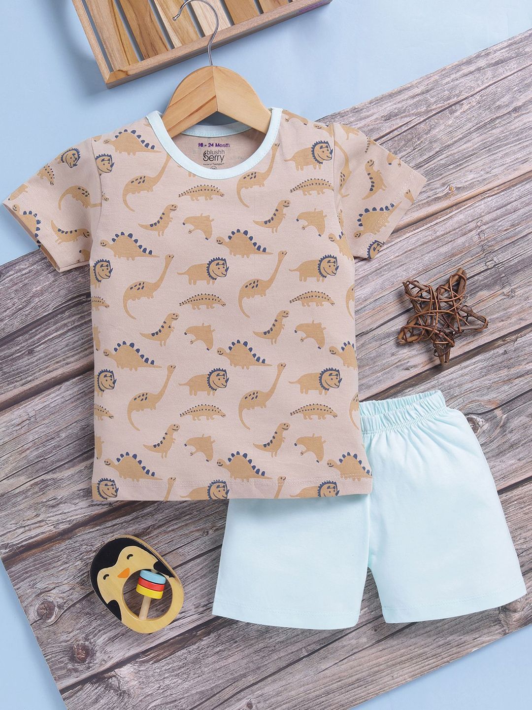 Toonyport Boys Printed Round Neck Pure Cotton T-Shirt With Shorts