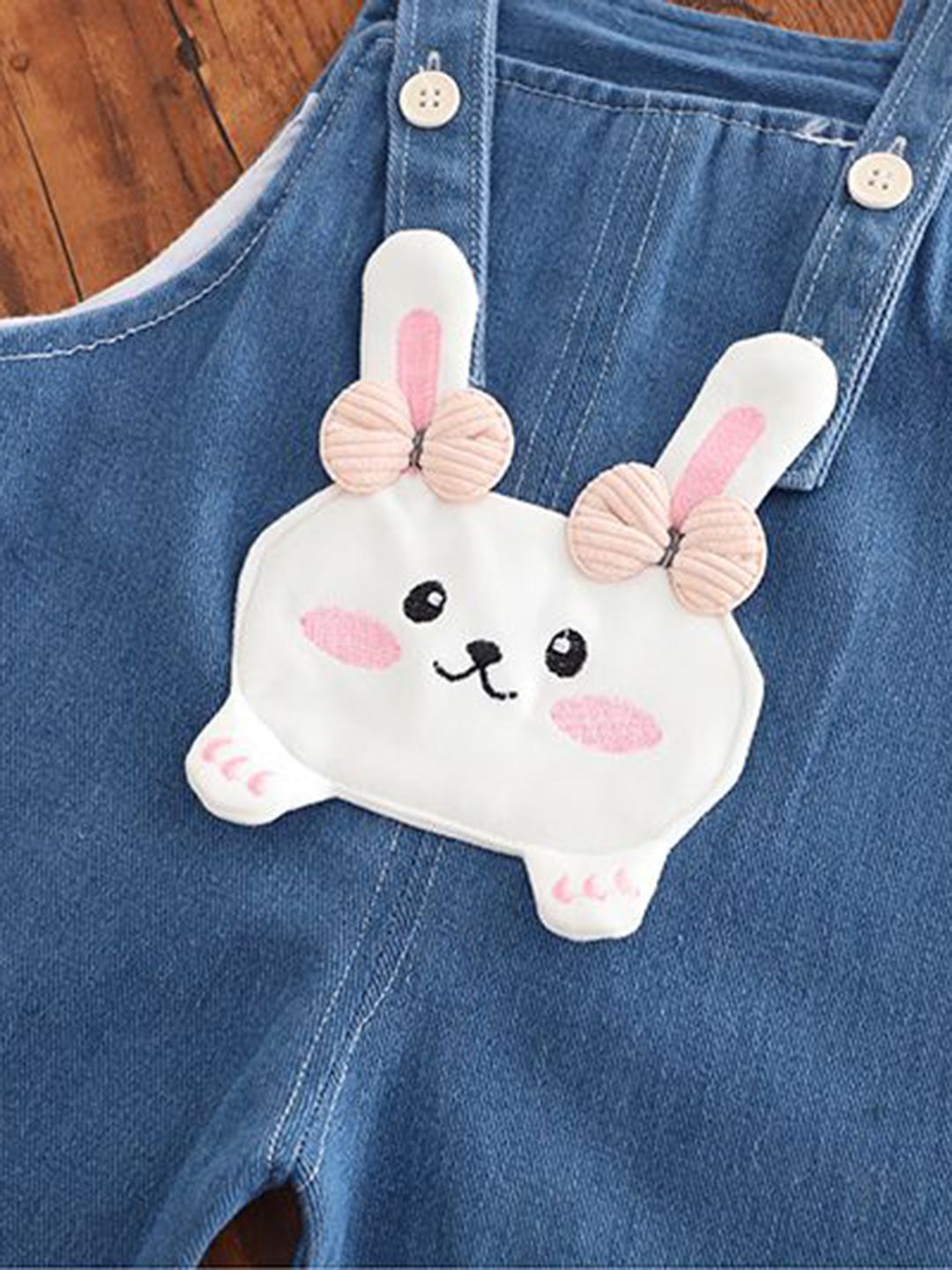 Girls Straight Leg Cotton Dungarees With T-shirt 3