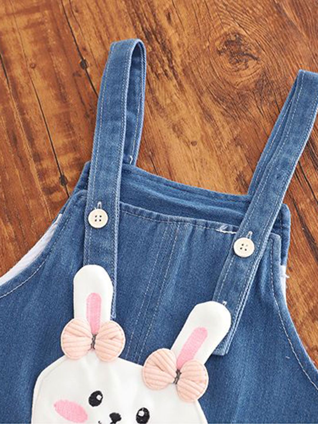 Girls Straight Leg Cotton Dungarees With T-shirt 4