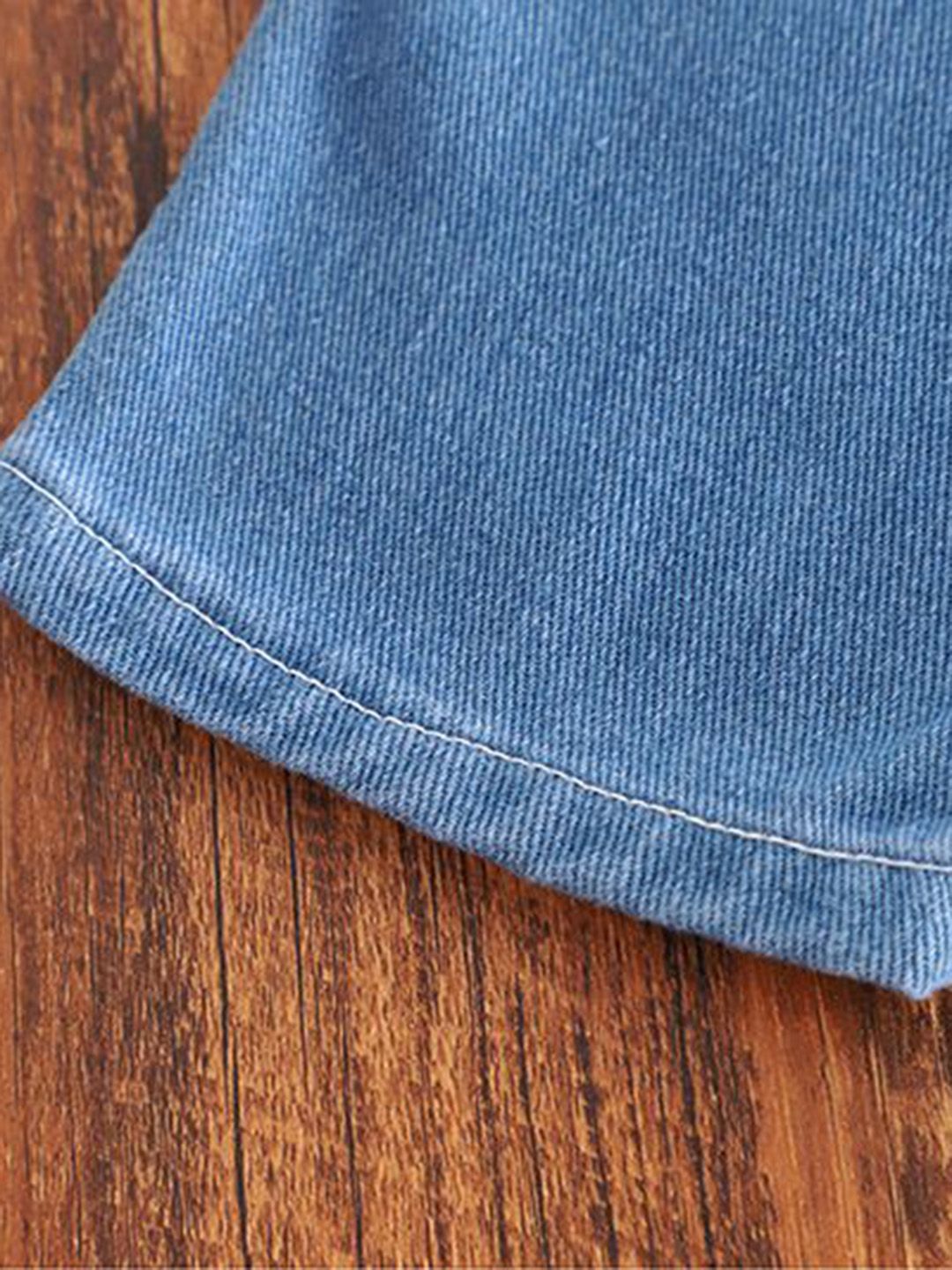 Girls Straight Leg Cotton Dungarees With T-shirt 7