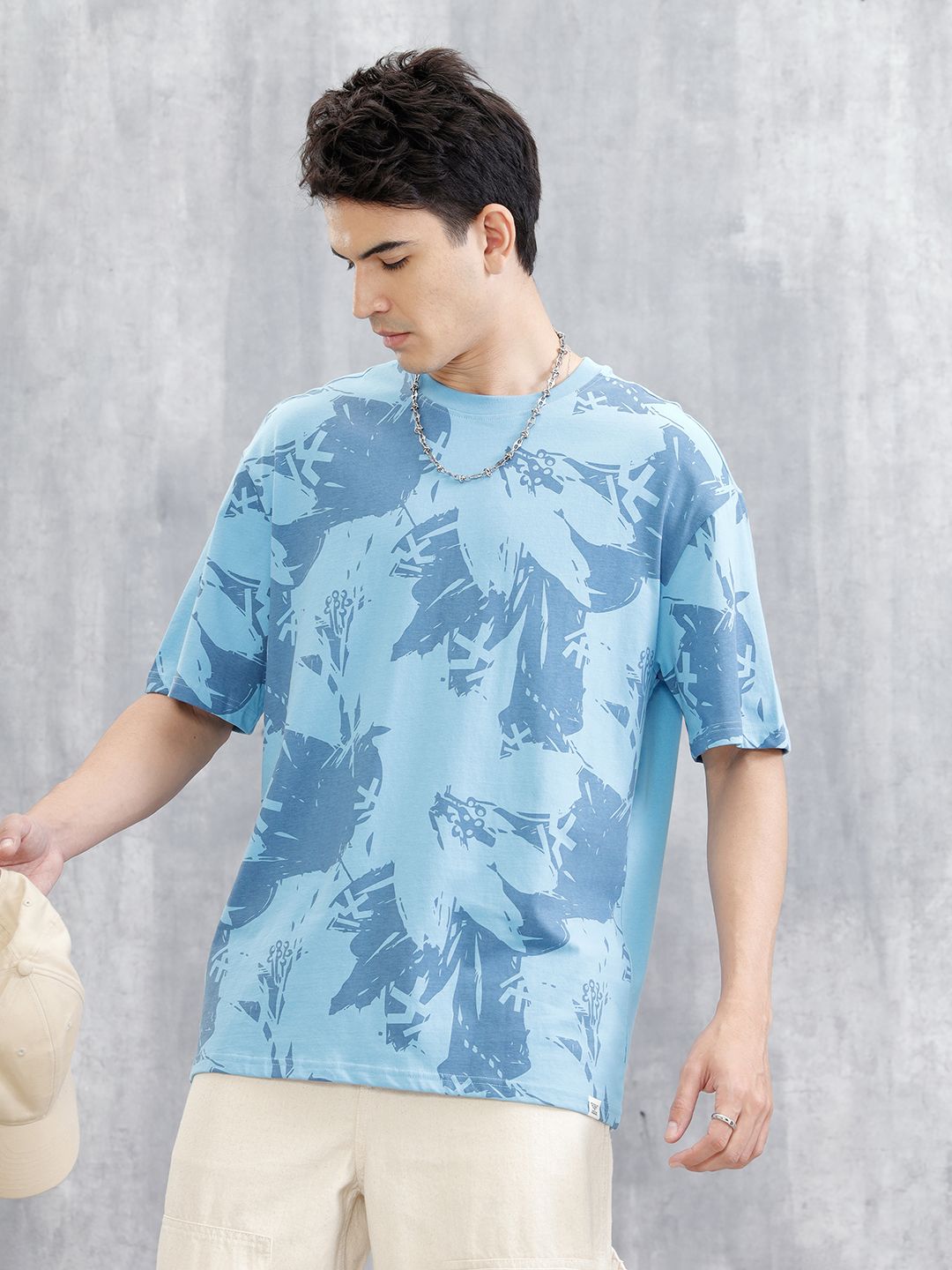 WROGN Men Printed Round Neck T-shirt