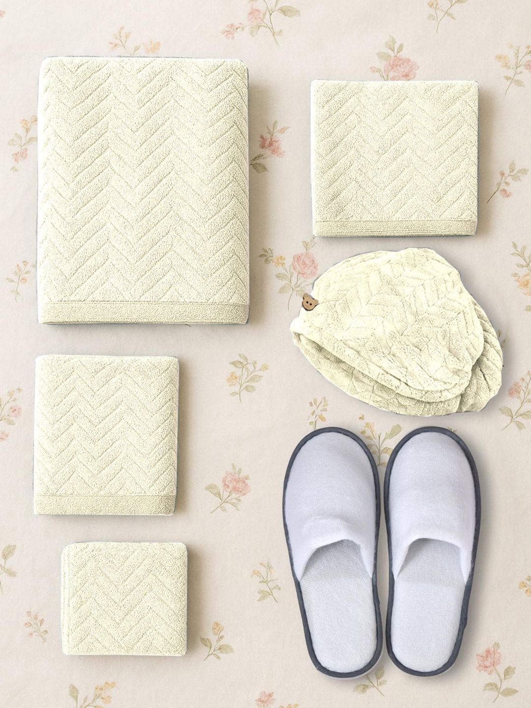 Cortina Beige & White Microfiber 350 GSM Towel Set