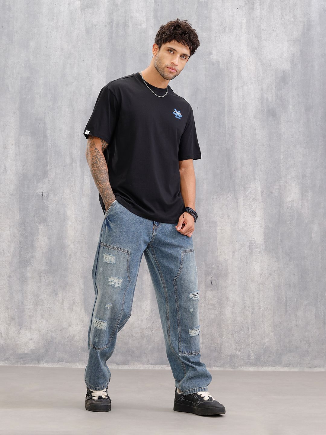 WROGN Men Brand Logo Printed Relaxed Fit T-shirt