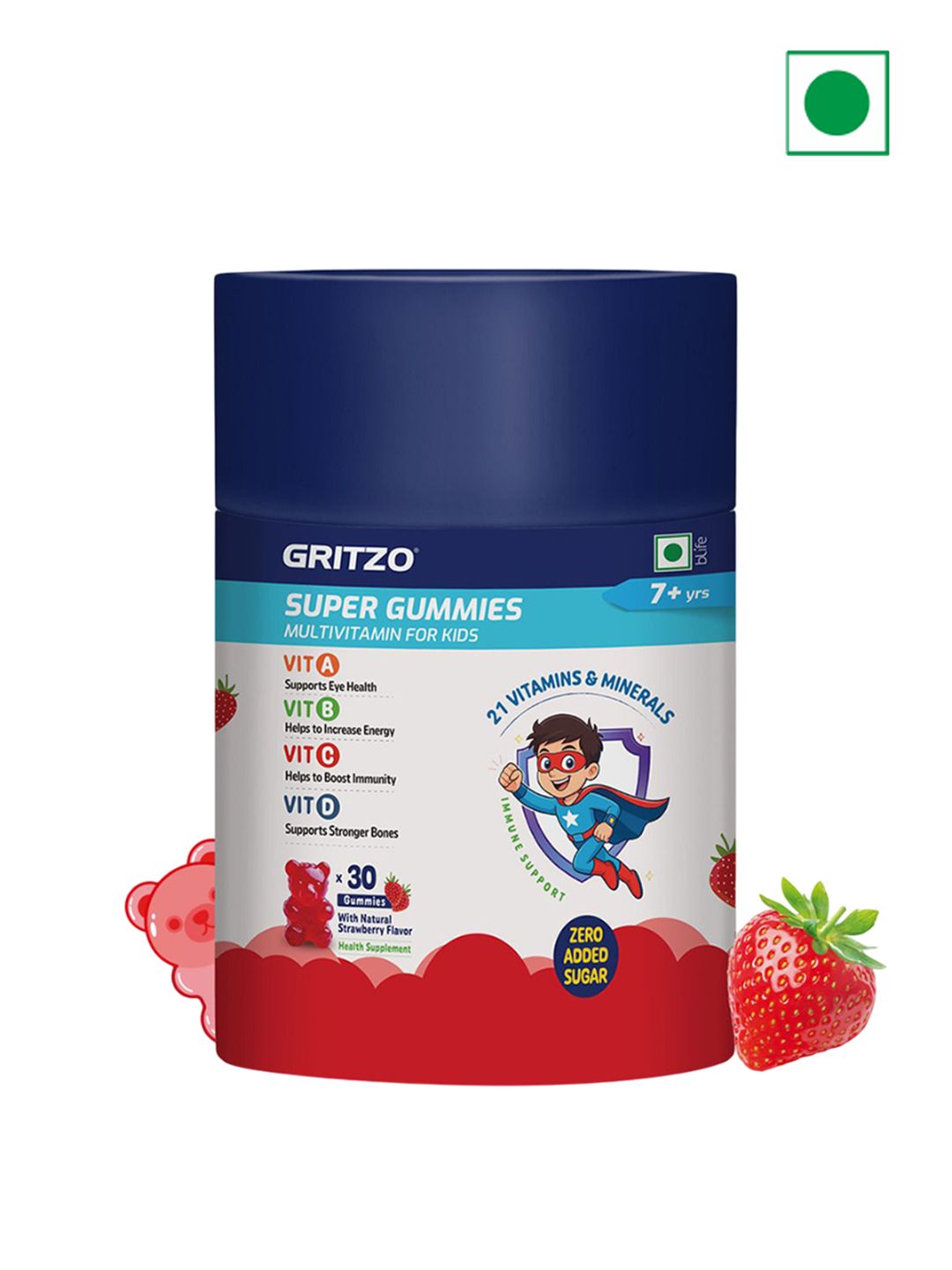 Gritzo Super Gummies Multivitamin - Strawberry Flavour - 30 Gummies
