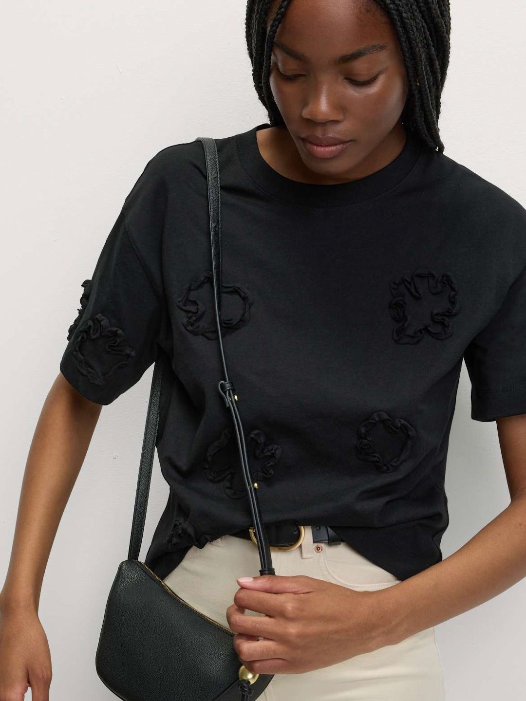 Marks & Spencer Pure Cotton Ribbon Applique Boxy T-Shirt