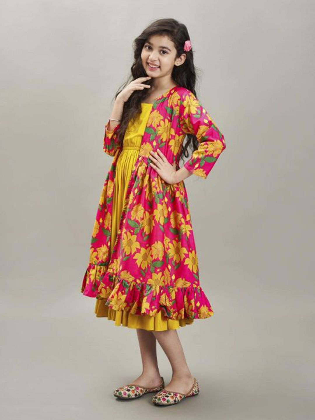 Floral Print Lace Fit & Flare Maxi Dress 4