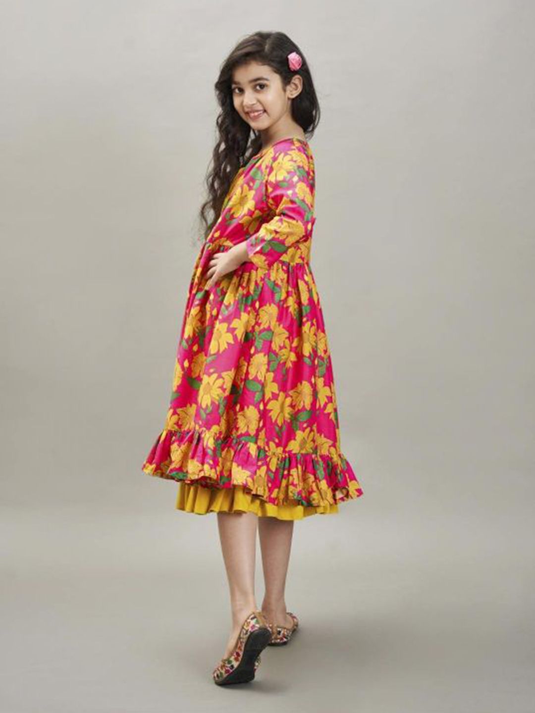 Floral Print Lace Fit & Flare Maxi Dress 5