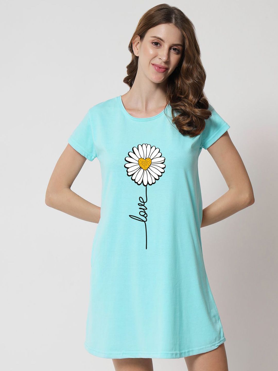FFLIRTYGO Women Graphic Printed Nightdress