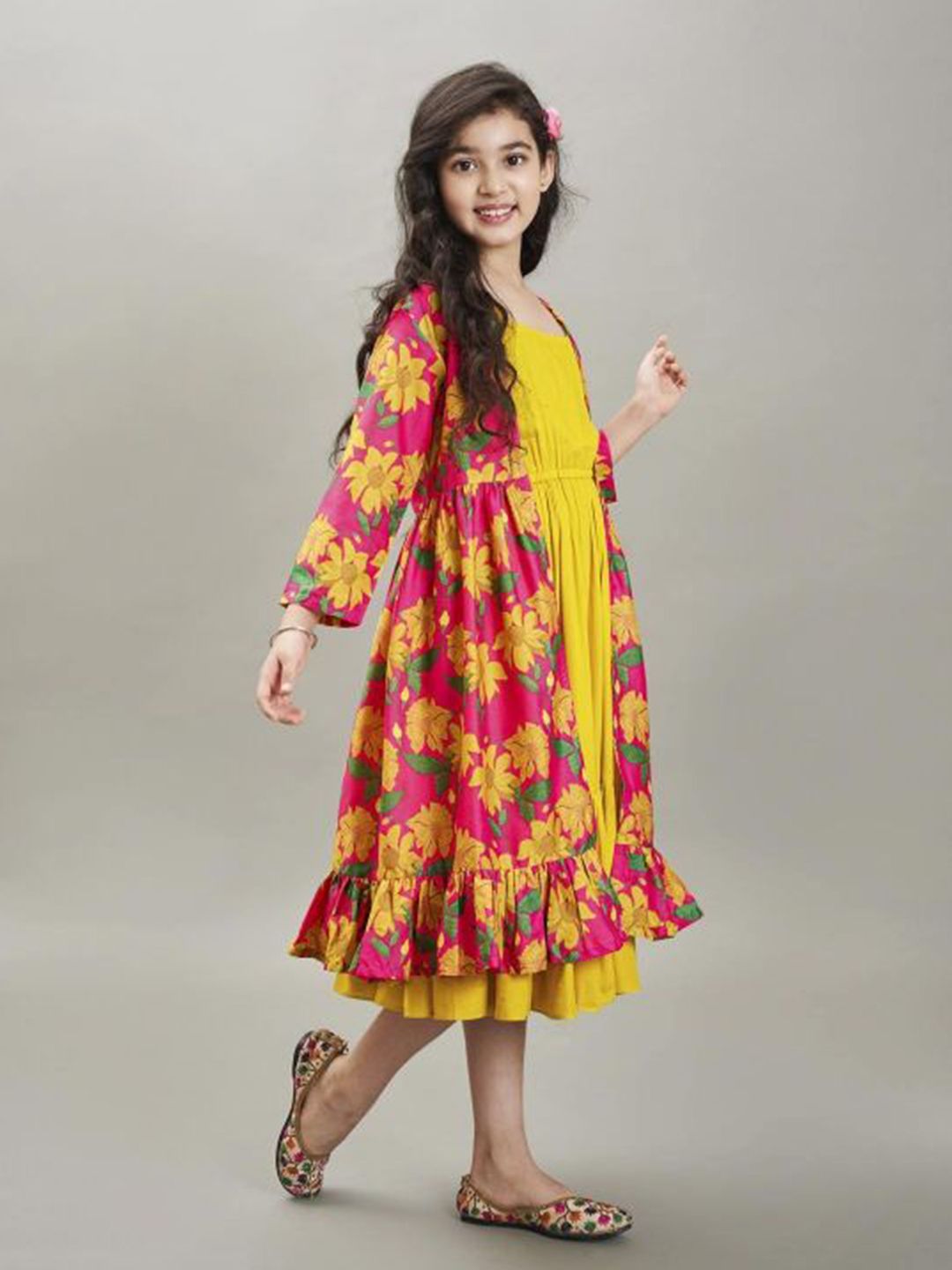 Floral Print Lace Fit & Flare Maxi Dress 3