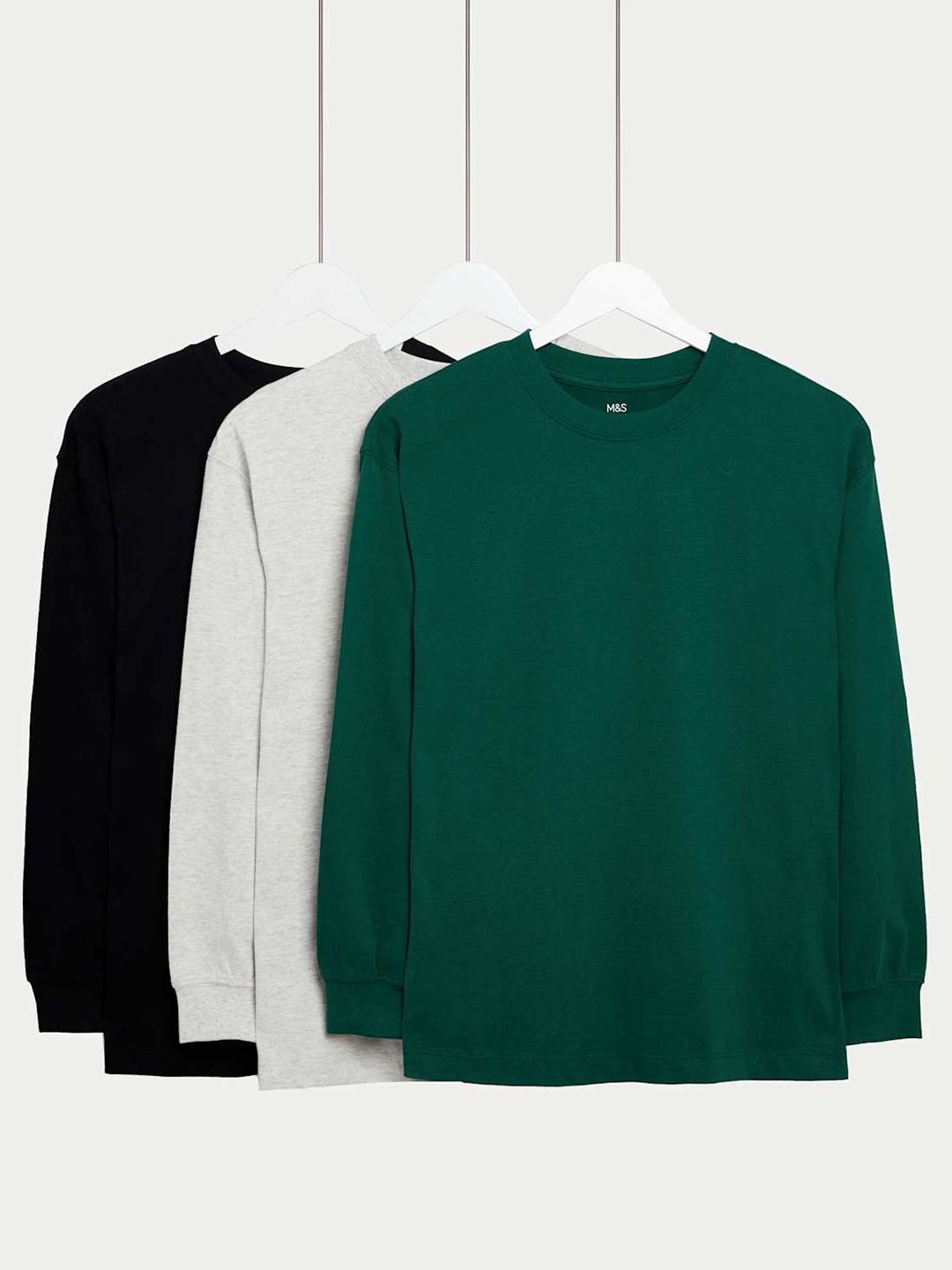 Marks & Spencer Boys Pack of 3 Solid Round Neck Pure Cotton T-shirts