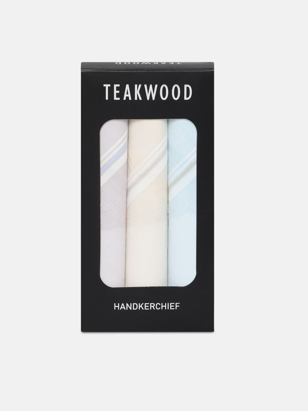 Teakwood Leathers Men Pack Of 3 Striped Pure Cotton Handkerchief