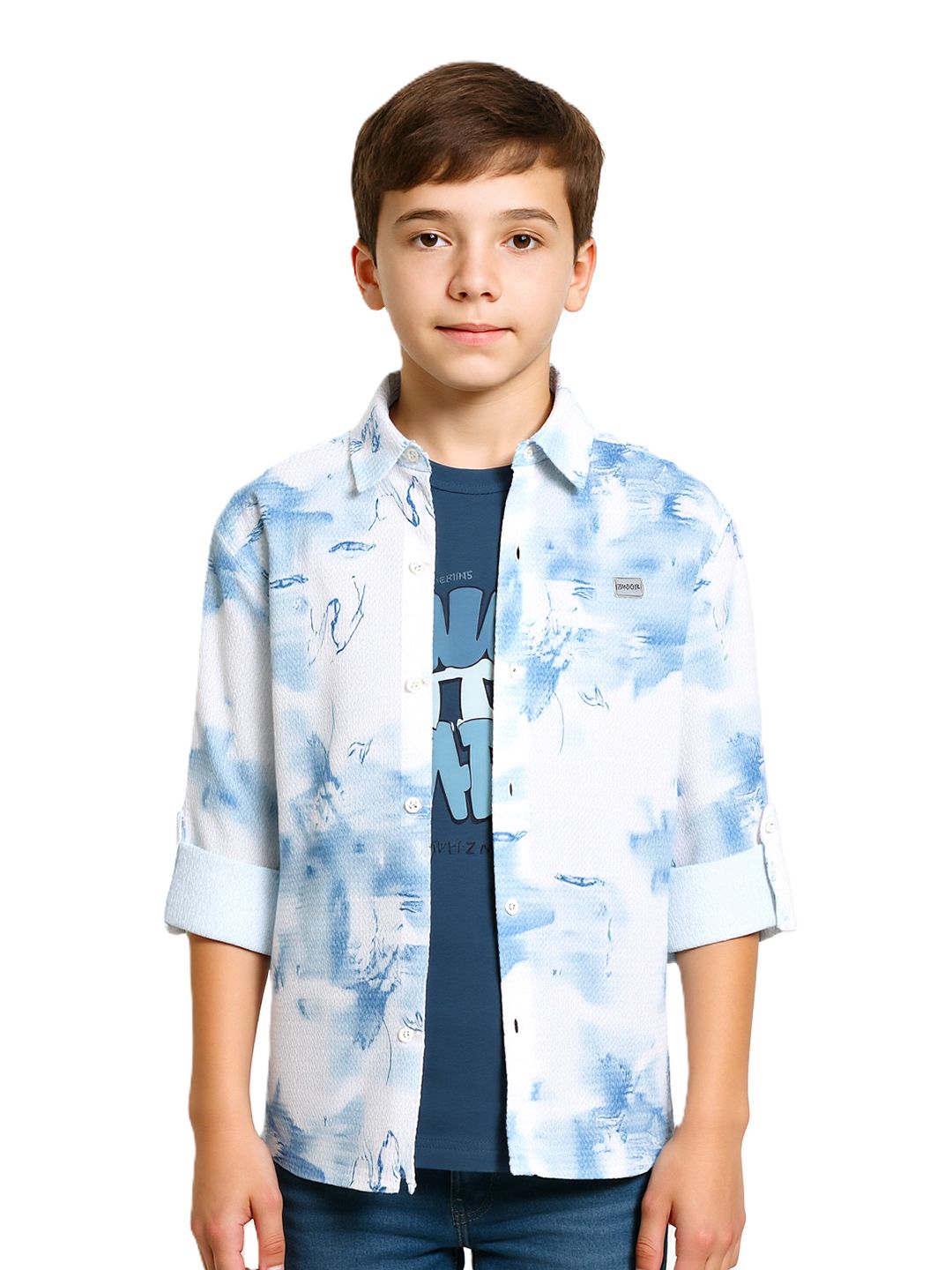 CAVIO Boys Tie and Dyed Regular Fit Casual Shirt And T-Shirt