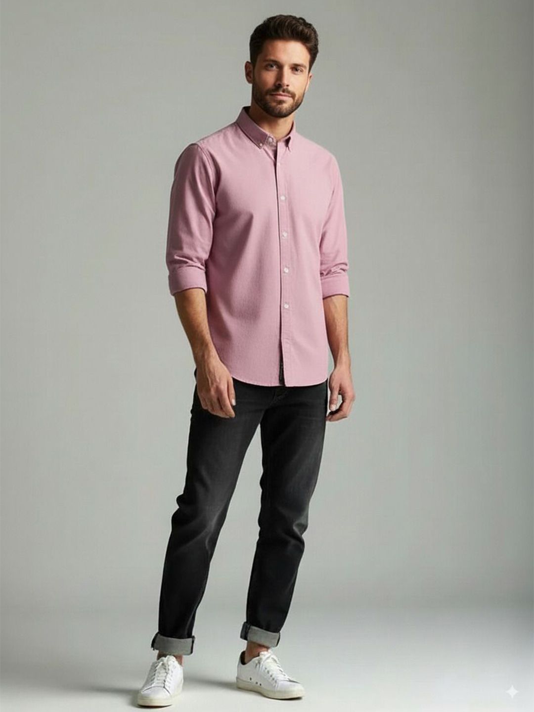 VEYTRO Men Solid Button-Down Collar Casual Regular Fit Shirt