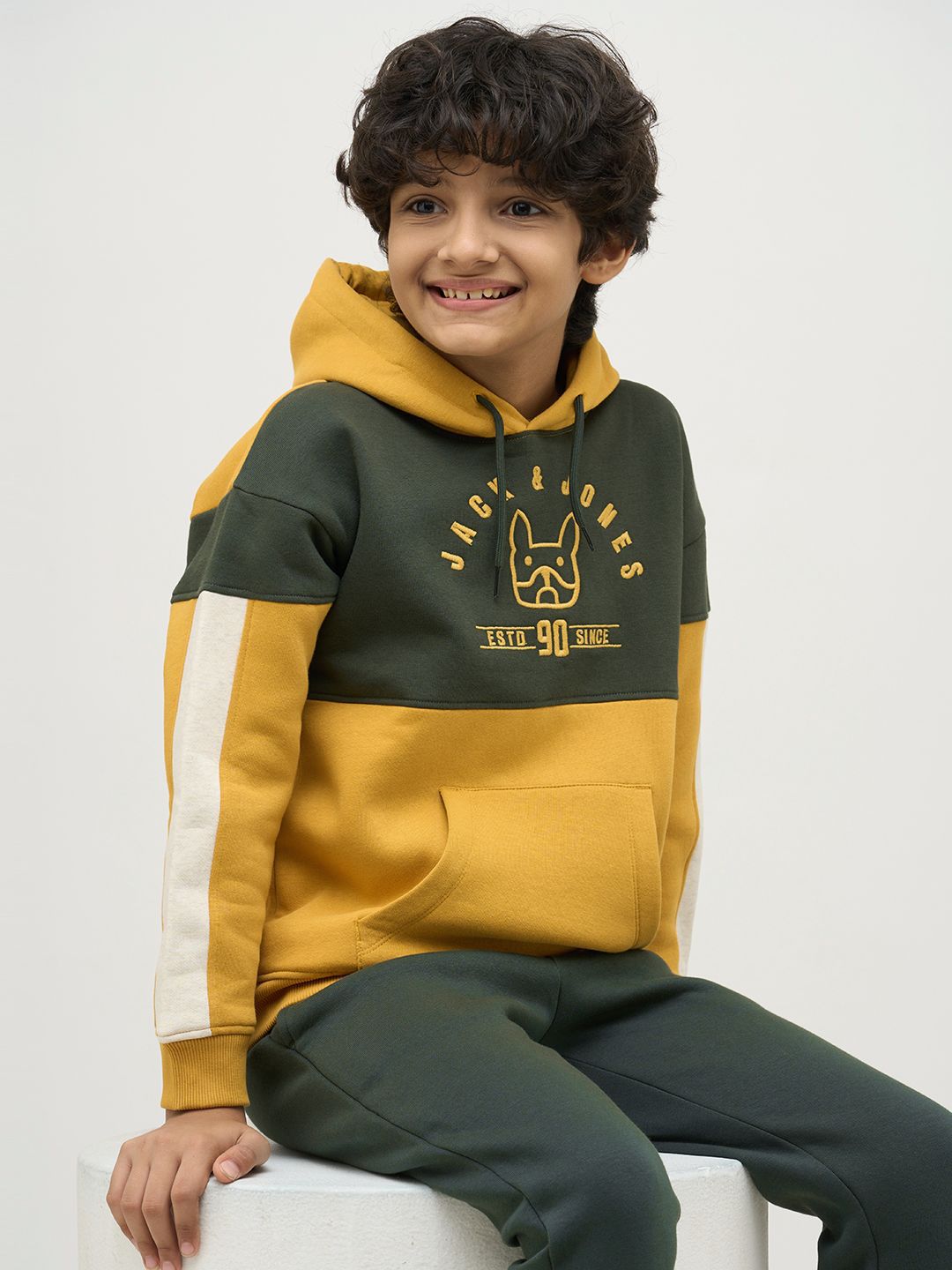 Jack & Jones Junior Boys Colourblocked Hooded Pullover Sweatshirt