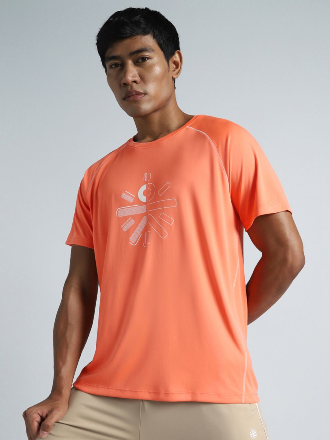 CULT Men Orange Branded Recycled Poly Performance T-shirt